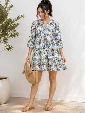 Cottagecore Floral Babydoll Swing Mini Dress Boho Sustainable Elsie & Zoey S